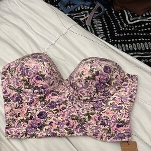 SHEIN Purple and Pink Floral Bandeau